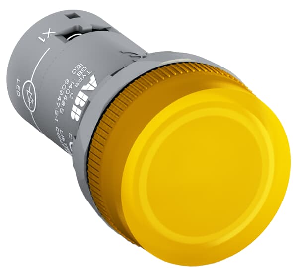 ABB Controls 22mm Pilot Light; Round; Yellow